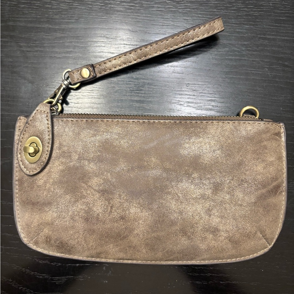 Joy Susan Metallic Brown Wristlet Clutch